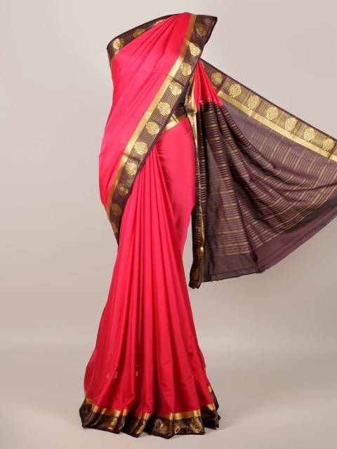 

Pothys Magenta Solid Poly Georgette Saree