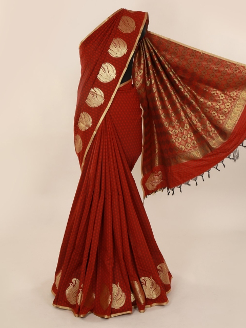 

Pothys Red Woven Design Art Silk Saree