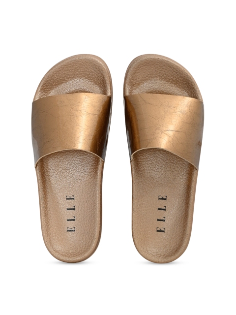 

ELLE Women Copper-Toned Solid Sliders