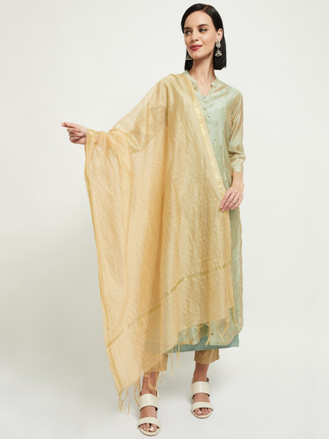 

max Gold-Coloured Checked Dupatta