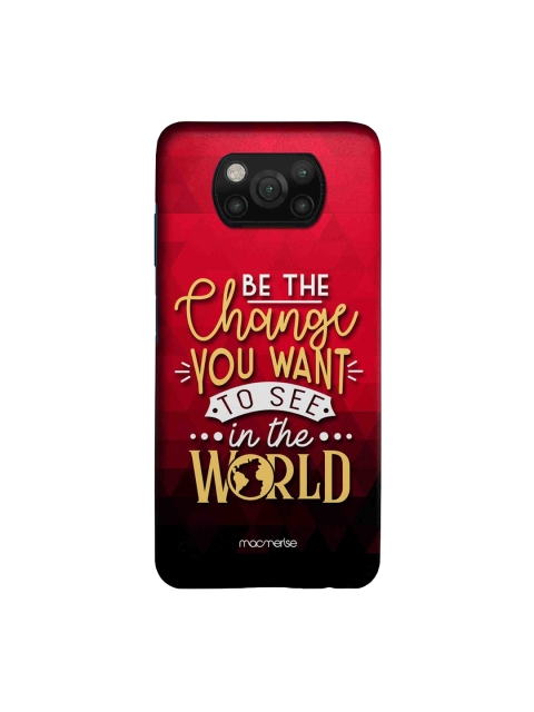 

macmerise Red & White Be The Change Sleek Xiamoi Poco X3 Back Case