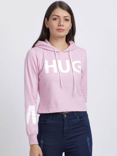 

BEVERLY BLUES Women Pink Printed Hooded Sweatshirt