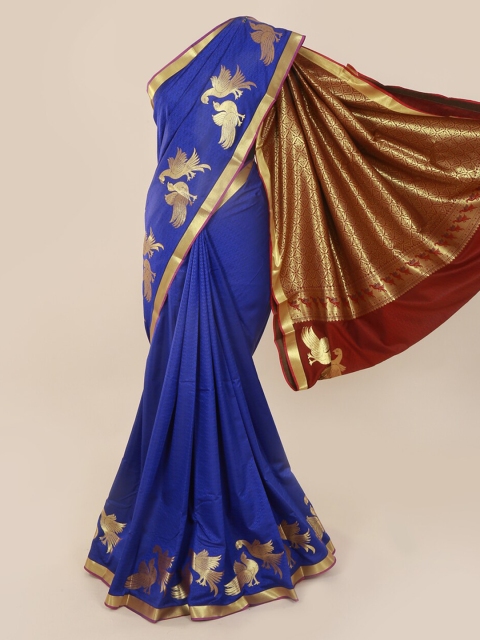 

Pothys Blue & Gold-Toned Art Silk Printed Saree