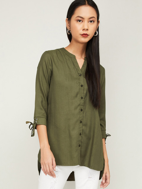

Bossini Women Olive Green Regular Fit Solid Casual Shirt
