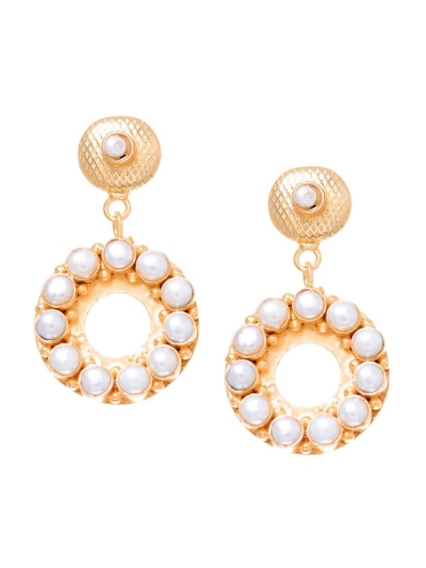 

Indya X Payal Singhal Gold-Toned Handcrafted Pearl Circular Dangler Earrings