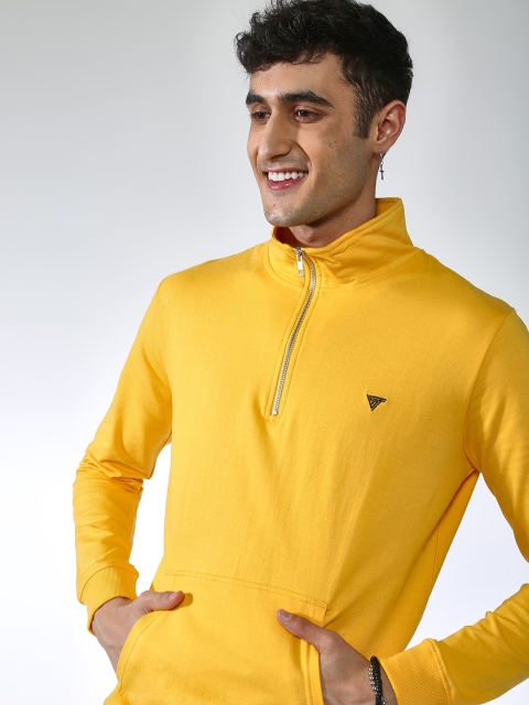 

Blue Saint Men Yellow Solid Sweatshirt