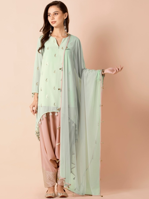 

INDYA X PAYAL SINGHAL Green Solid Dupatta