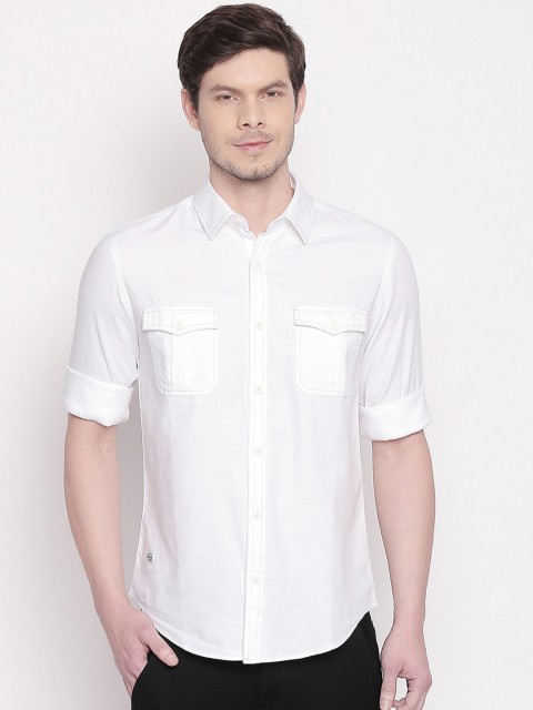

Mufti Men White Slim Fit Solid Casual Shirt