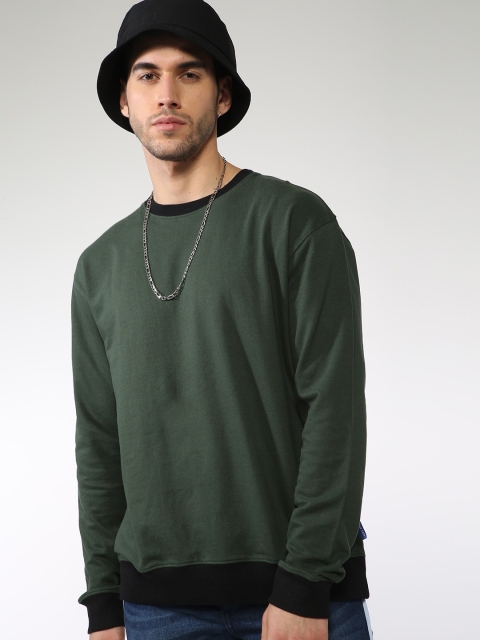 

Blue Saint Men Green Solid Sweatshirt