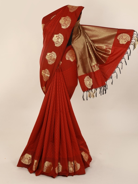 

Pothys Red Woven Design Art Silk Saree