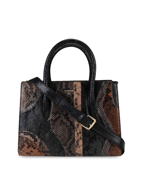 

Da Milano Black & Orange Snake Skin Textured Leather Handheld Bag