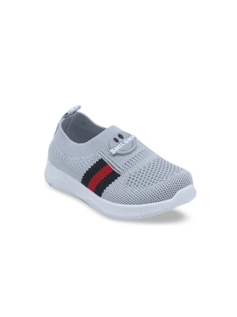

FEETWELL SHOES Boys Grey Woven Design Slip-On Sneakers