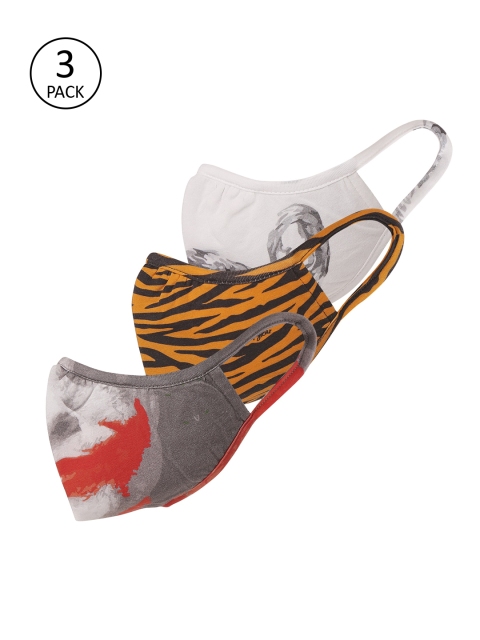 

SPYKAR Unisex 3 Pcs Printed Reusable Outdoor Assorted Cotton Masks, Grey