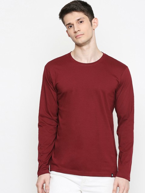 

The Souled Store Men Maroon Solid Round Neck T-shirt
