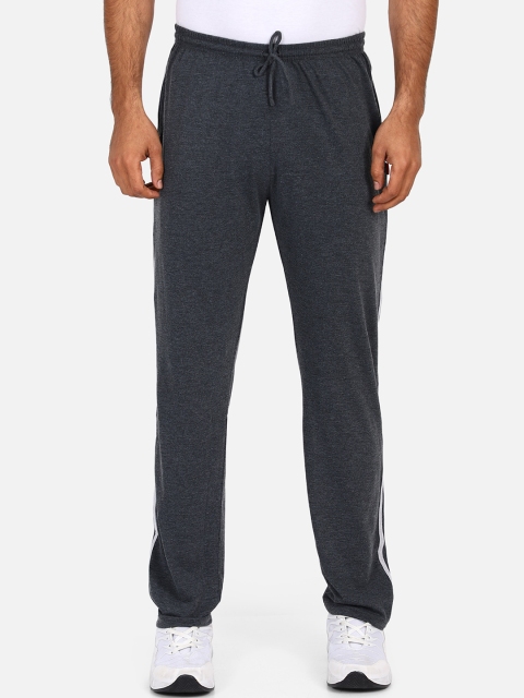 

PROTEENS Men Grey & White Solid Slim-Fit Track Pants
