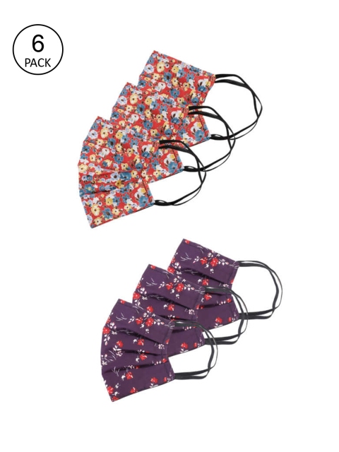 

Bellofox Unisex Pack of 6 Printed 3-Ply Outdoor Face Masks, Red