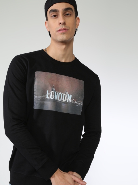 

Blue Saint Men Black & Pink Printed Sweatshirt