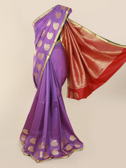 

Pothys Lavender & Gold-Toned Art Silk Woven Design Saree