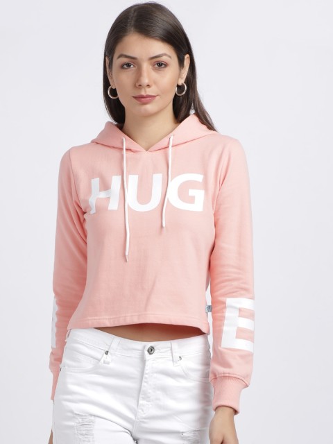 

BEVERLY BLUES Women Peach-Coloured Printed Hooded Sweatshirt