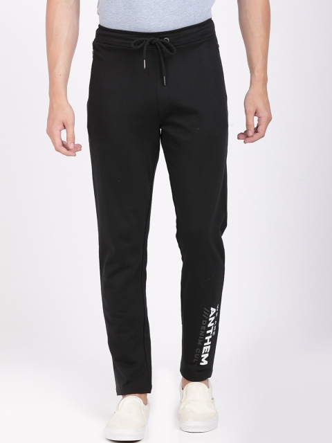 

ANTHEM Men Black & White Brand Logo Track Pants