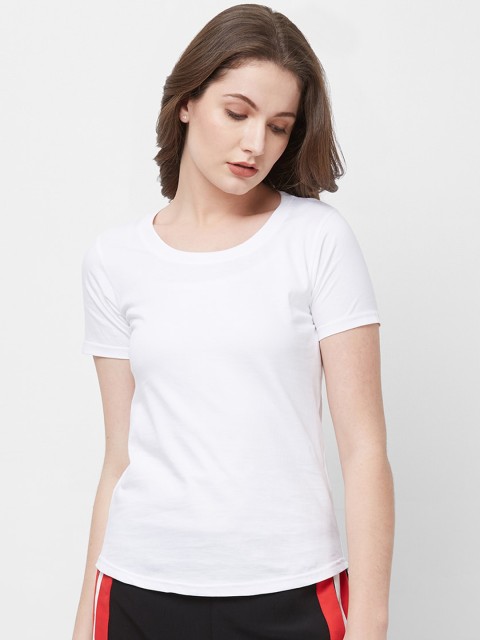 

Vero Forza Women White Solid Round Neck T-shirt