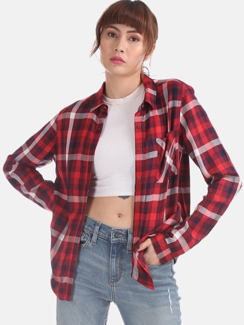 

Cherokee Women Maroon Checked Casual Shirt