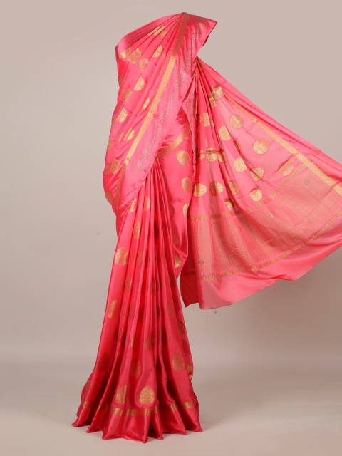 

Pothys Pink Woven Design Poly Georgette Saree