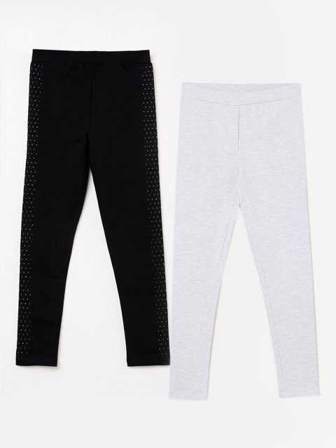 

Fame Forever by Lifestyle Girls Pack Of 2 Solid Ankle-Length Leggings, Black