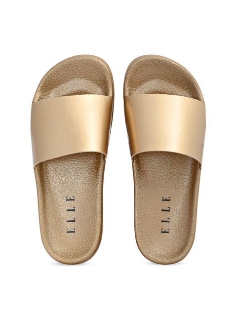 

ELLE Women Gold-Toned Solid Sliders