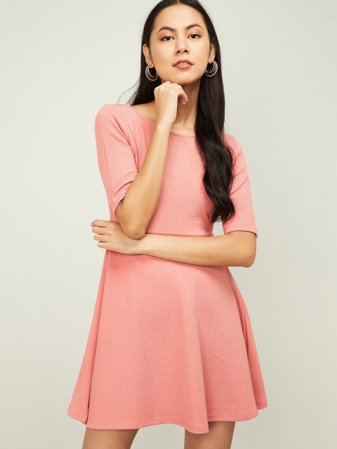 

Ginger by Lifestyle Women Pink Self Design A-Line Dress