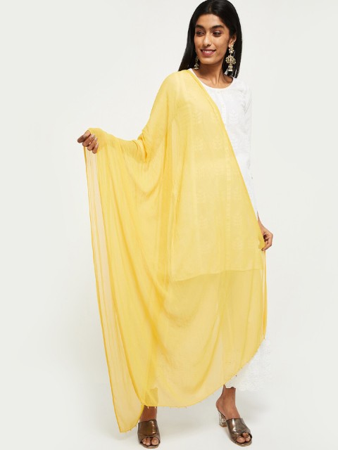 

max Yellow Solid Dupatta