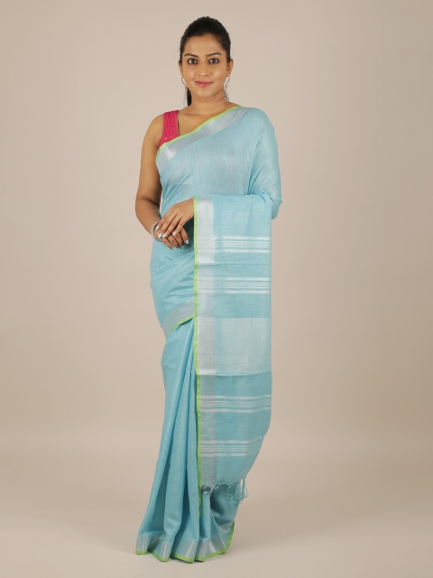 

Pothys Blue Woven Design Linen Blend Saree