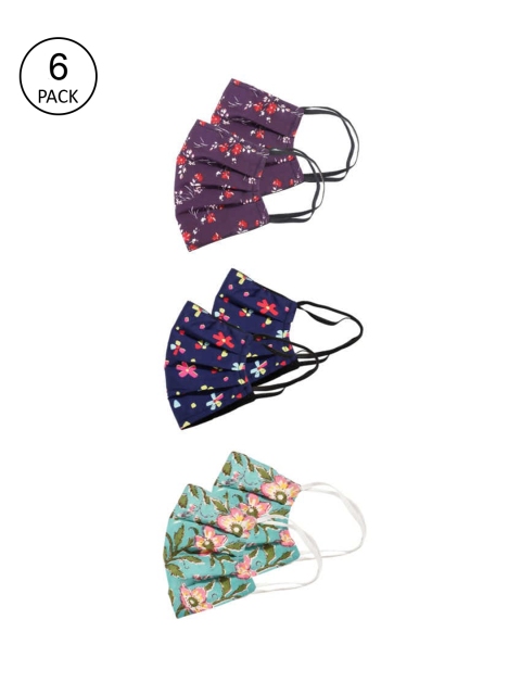

Bellofox Unisex Pack of 6 Printed 6-Ply Outdoor Face Masks, Purple
