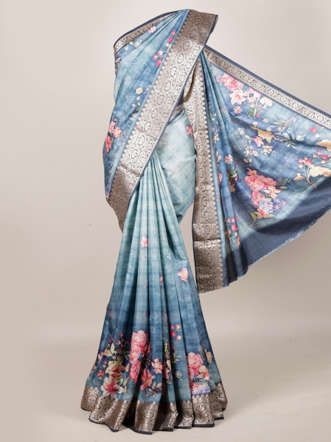 

Pothys Grey & Blue Jute Silk Woven Design Saree