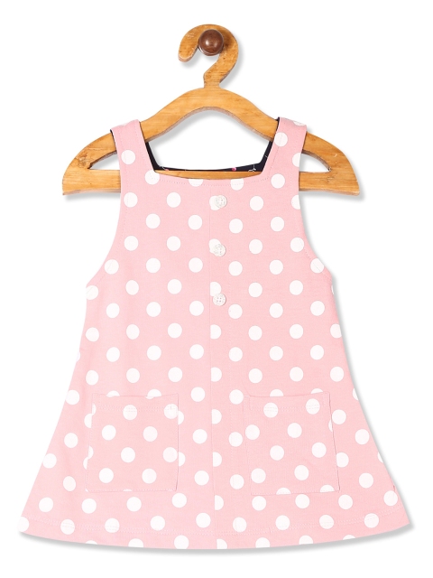 

Donuts Girls Pink Polka Dots Printed Cotton A-Line Dress