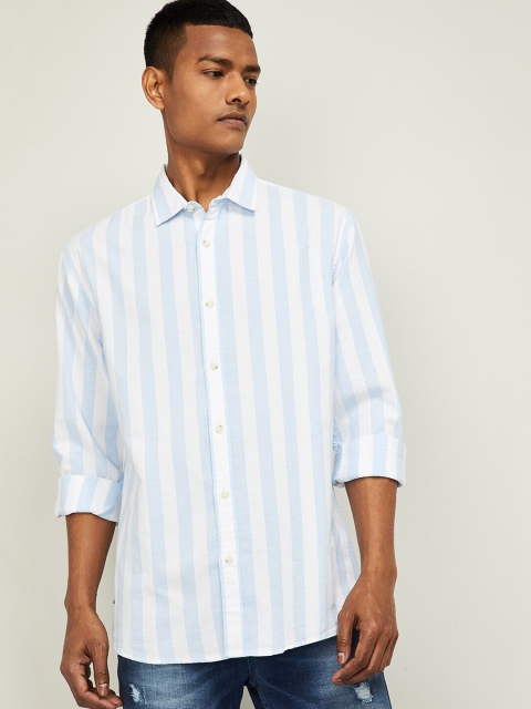 

Forca Men Blue Regular Fit Striped Casual Shirt