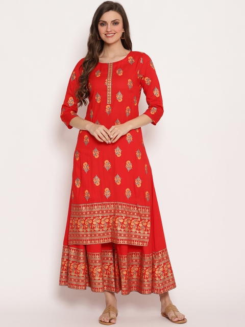 

Ramas Women Red Printed Kurta with Palazzos