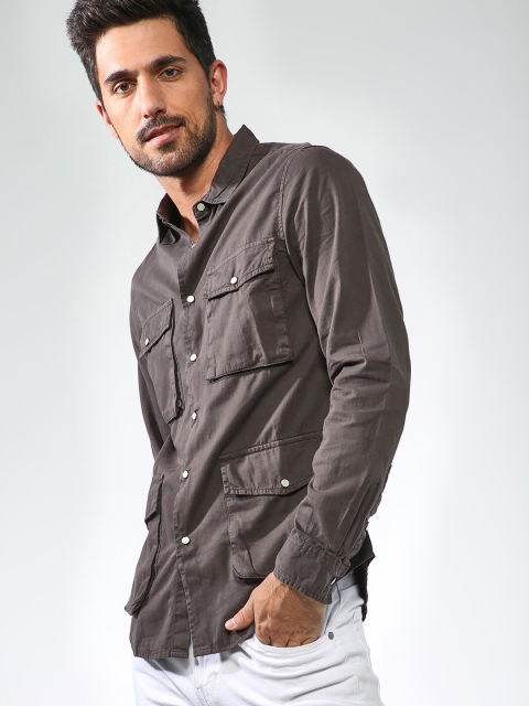 

Blue Saint Men Grey Slim Fit Solid Casual Shirt