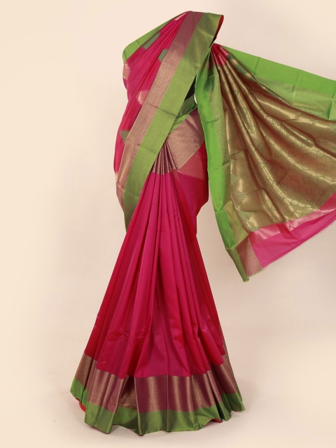 

Pothys Magenta & Green Art Silk Solid Saree