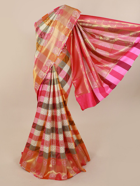

Pothys Multicoloured Art Silk Checked Saree, Multi