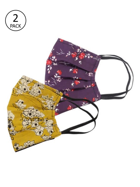 

Bellofox Unisex Pack Of 2 3-Ply Rosette & Keeva Face Masks, Purple