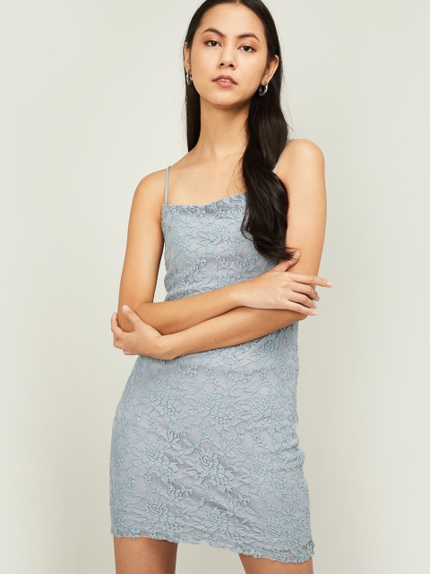 

Ginger by Lifestyle Women Blue Self Design Sheath Dress