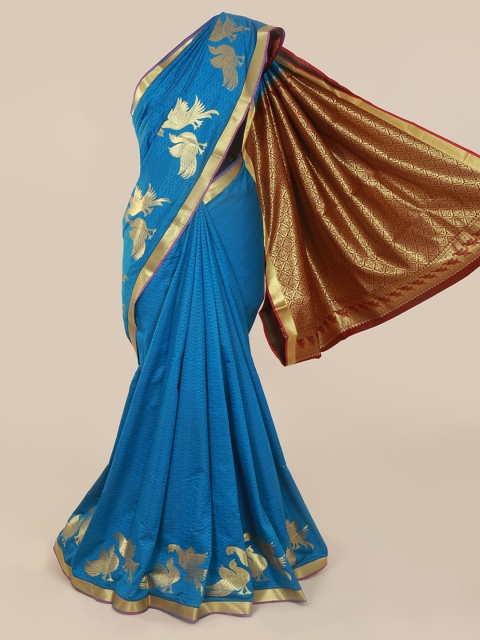 

Pothys Blue & Maroon Art Silk Woven Design Saree