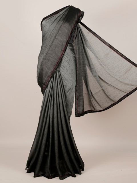 

Pothys Grey Printed Poly Georgette Saree