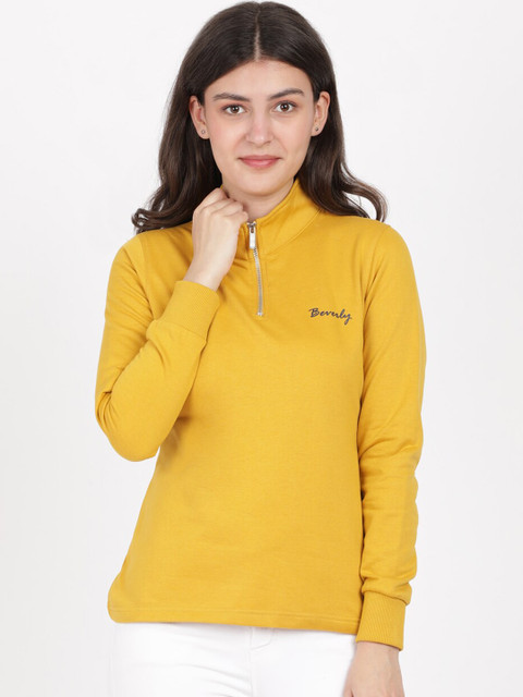 

BEVERLY BLUES Women Mustard Solid Sweatshirt