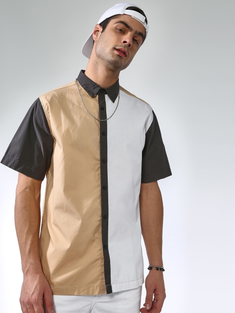 

Blue Saint Men Brown Slim Fit Solid Casual Shirt