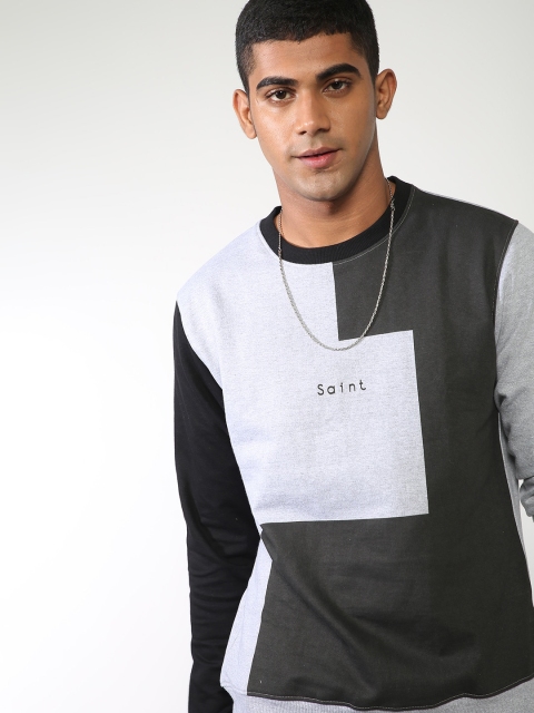 

Blue Saint Men Black Colourblocked Sweatshirt