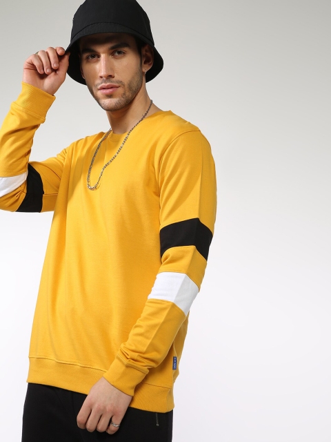 

Blue Saint Men Mustard Yellow Solid Sweatshirt