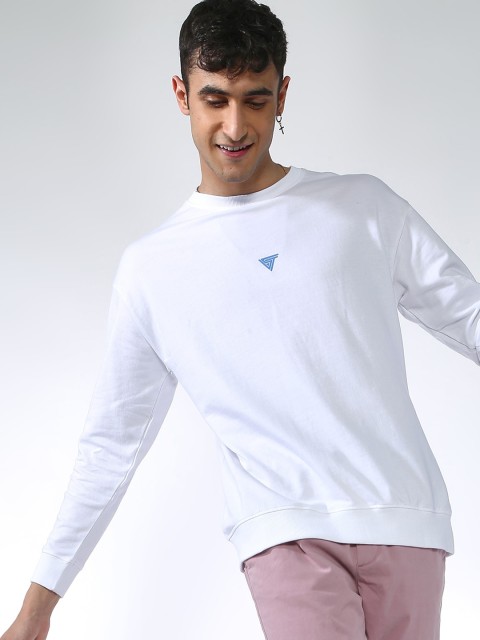 

Blue Saint Men White Solid Sweatshirt