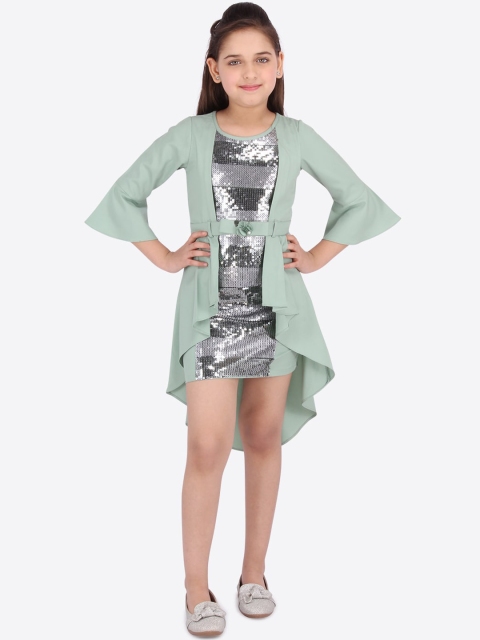

CUTECUMBER Girls Green Printed A-Line Dress